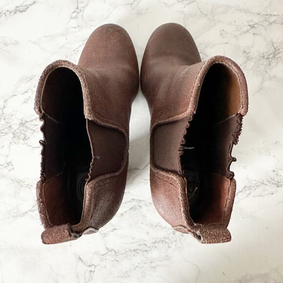 Tory Burch Margaux Brown Distressed Leather Pull on Ankle Boots Women’s Size 8 - Picture 8 of 15